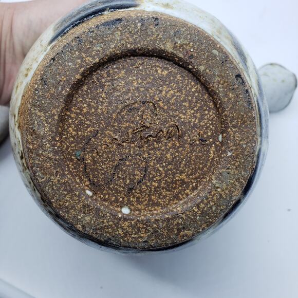 VTG Drip Glazed Stoneware Teapot Artist Signed. Elephant Trunk Down -Prosperity - Picture 11 of 14